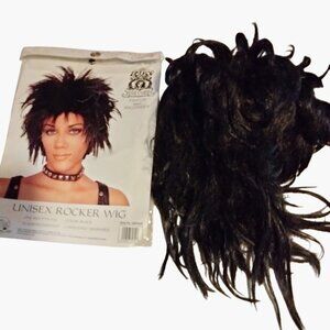 Unisex Black Rocker Wig Spiky Halloween Costume Adult Accessory